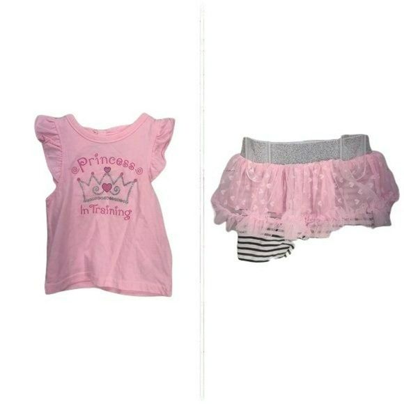 DDG Darling Princess In Training 2 Piece 3/6 months striped Shorts Set - Picture 7 of 7